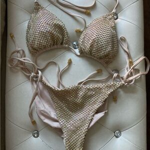 Elegant Gold Rhinestone Bikini